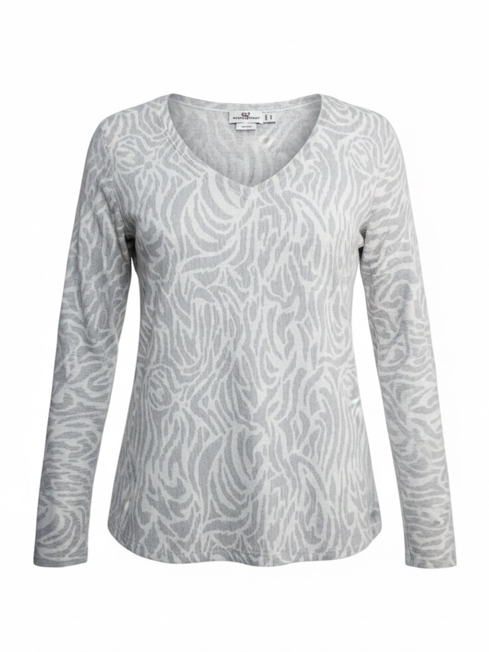 Vineyard Vines Superfine Merino Wool Animal Print V-Neck Sweater, size S